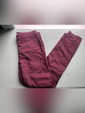 Elle Women’s Deep Burgundy Stretchy trouser Pants with crease Skinny size 10